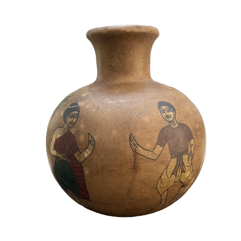 Handcrafted Decorative Vase with Painted Figures